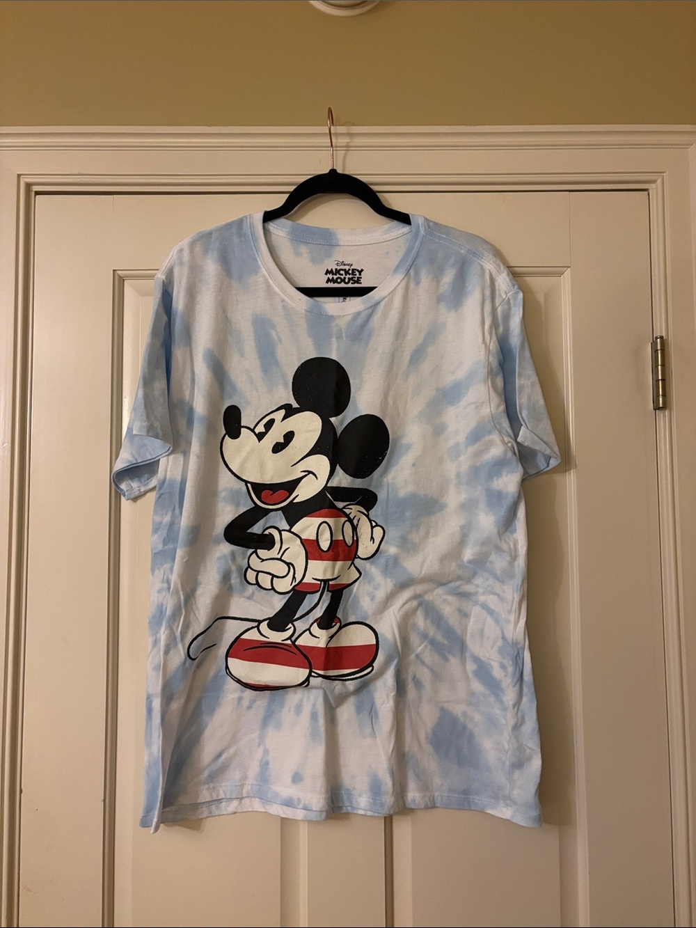 Disney Mickey Mouse Tie-Dye Tee - Light Blue & White